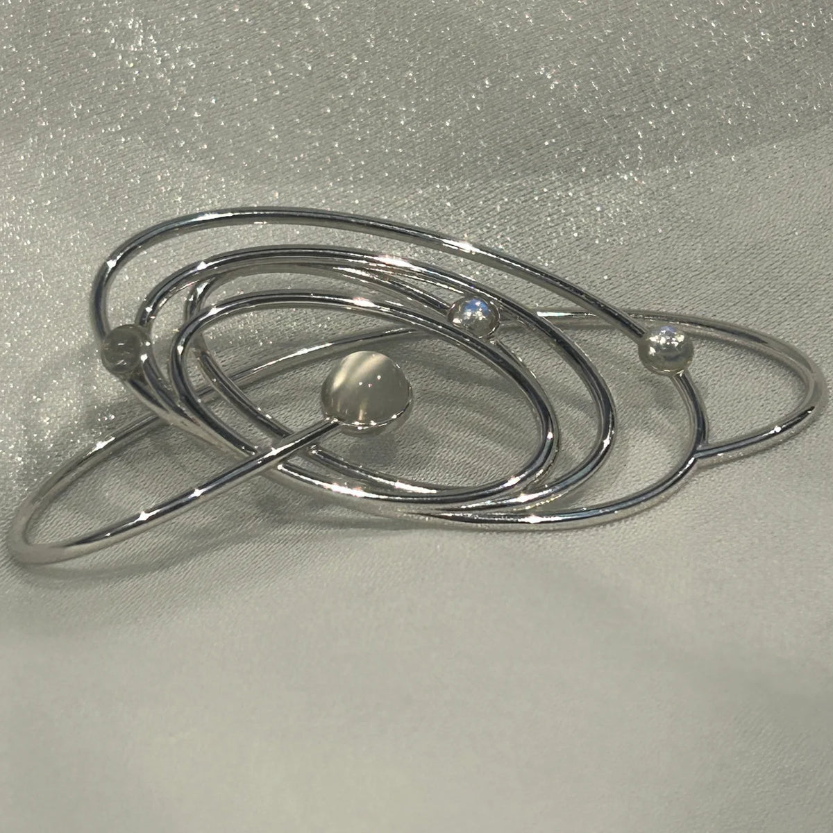 Silver Galaxy Flow Earcuff - moon stone edition