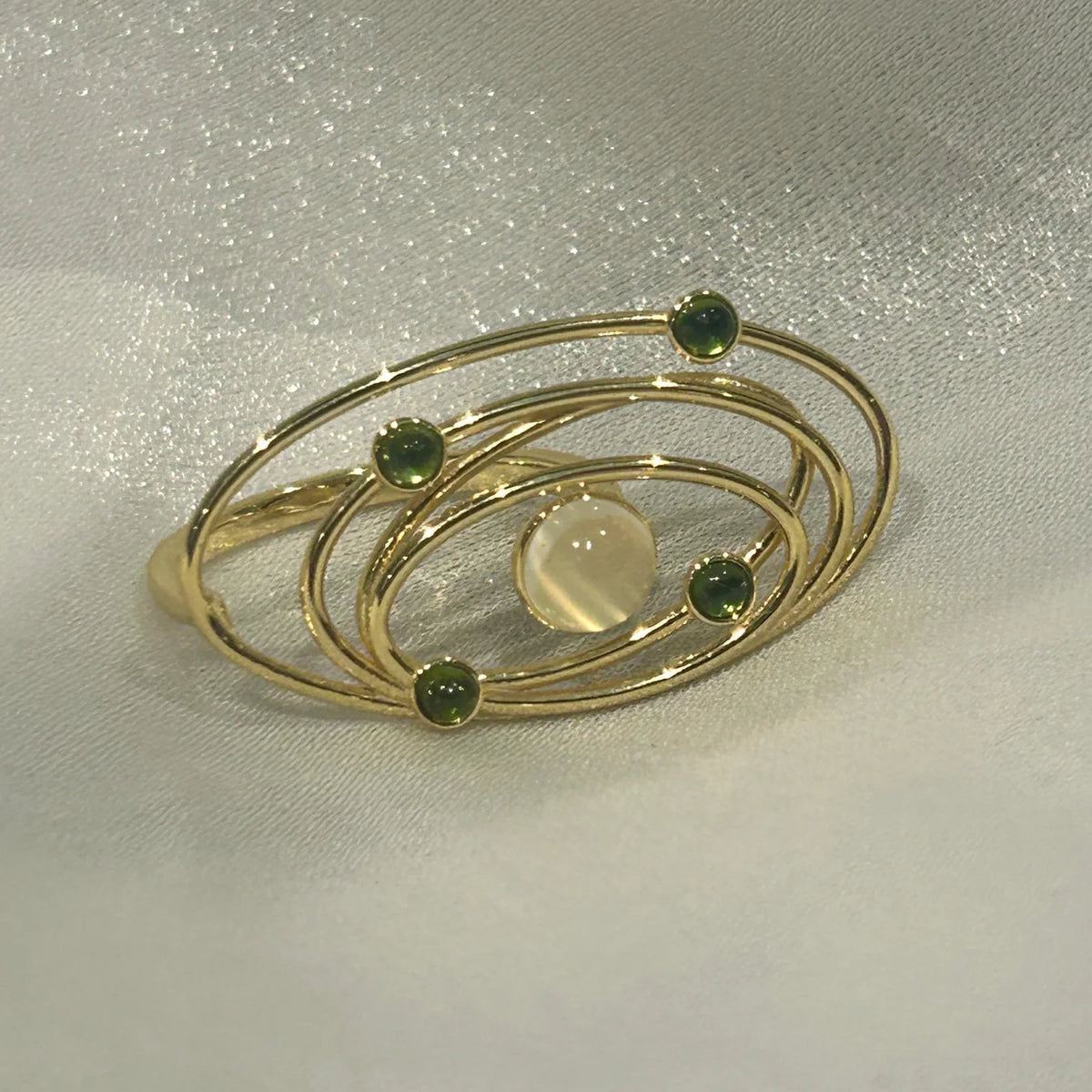 Golden Galaxy Flow Ring - Moon stone