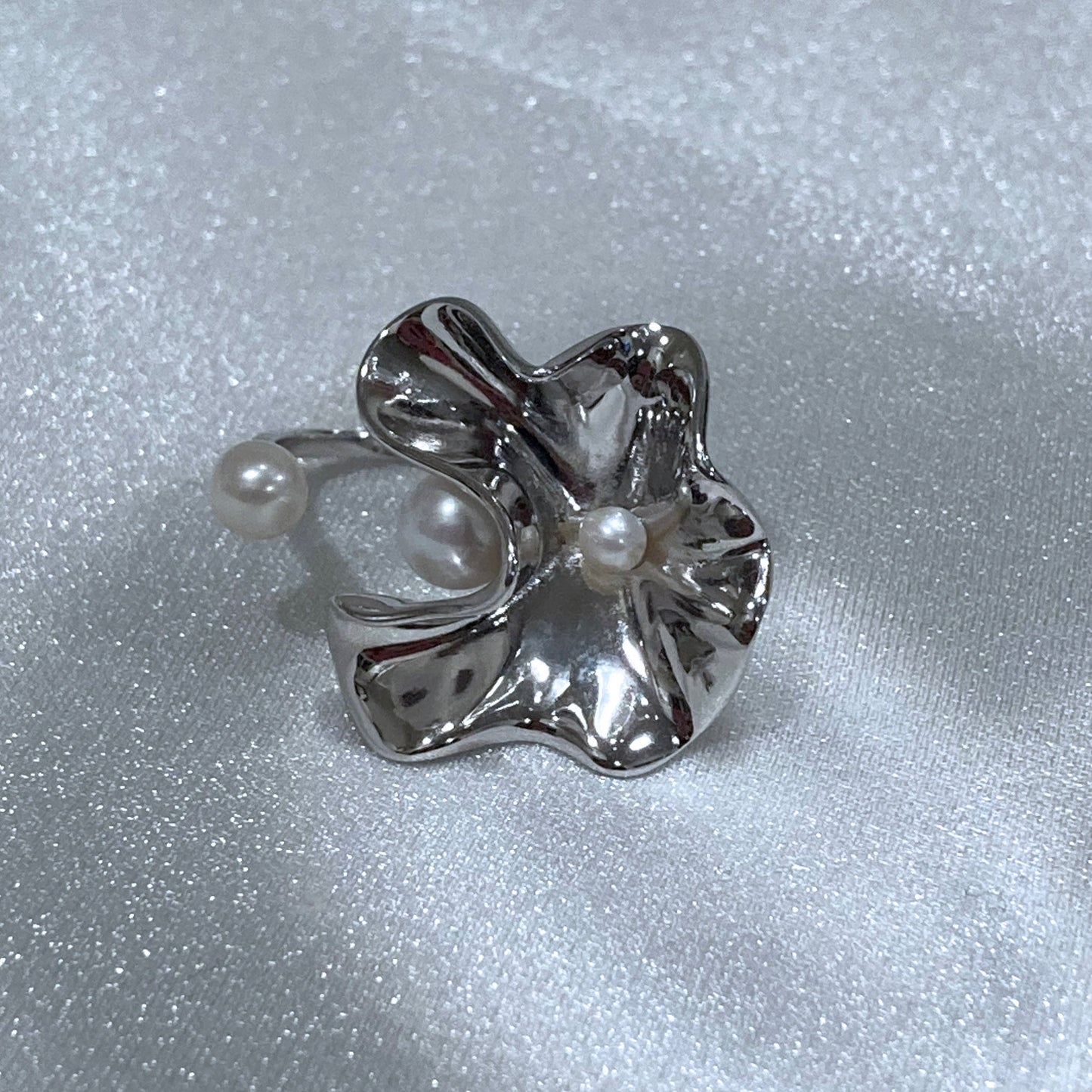 Silver Time Ripple Ring