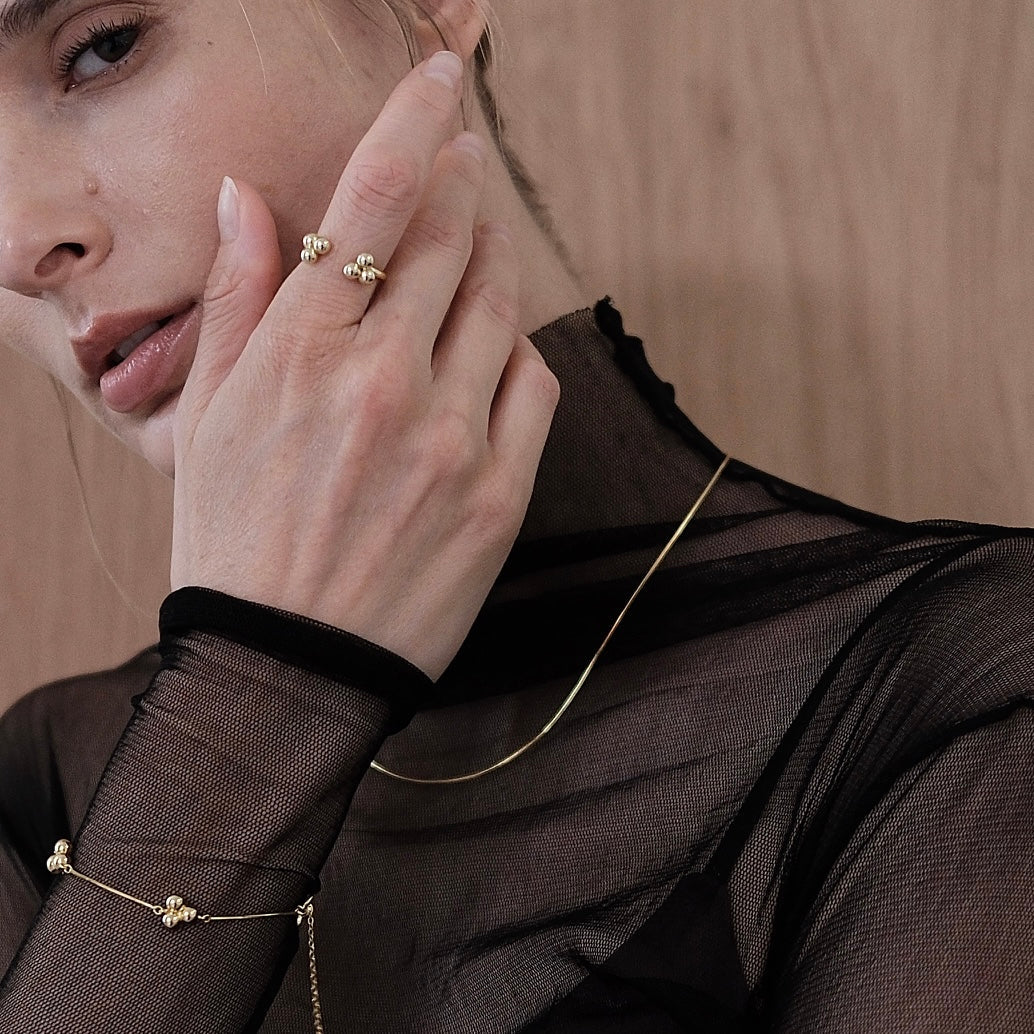 Golden Sparkle Dot Ring