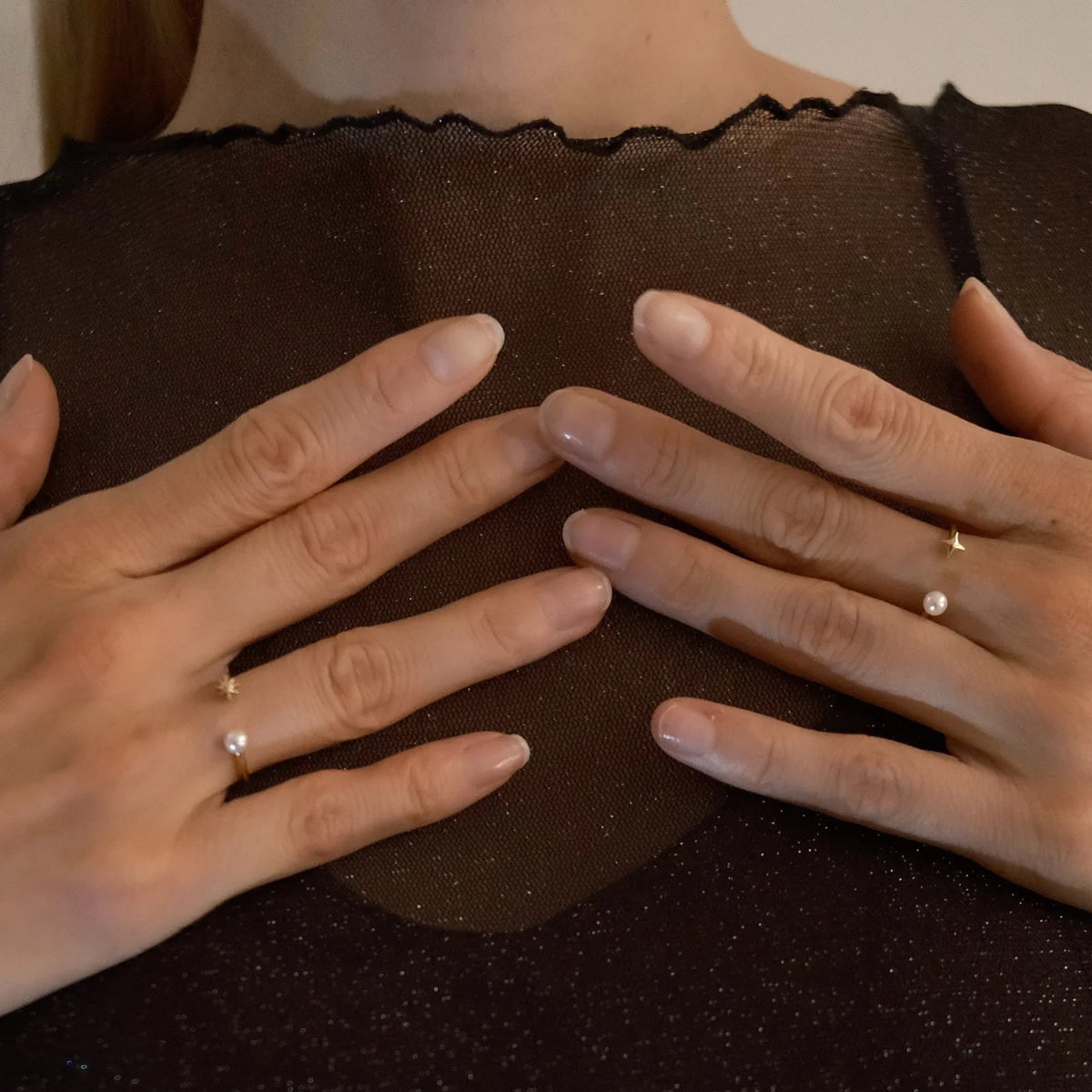 Golden Stellar Sparkle Ring-Cross Star