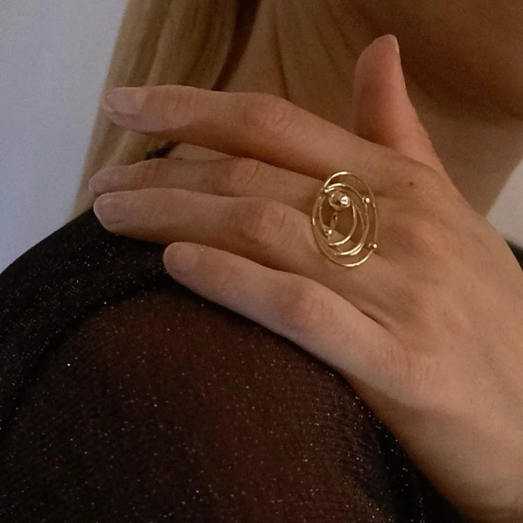 Golden Galaxy Flow Ring