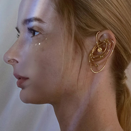 Golden Galaxy Flow Earcuff - moon stone edition