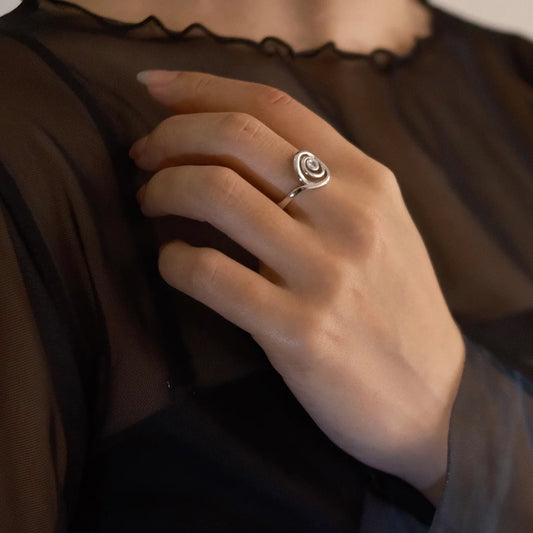 Silver Cosmic Spiral Ring