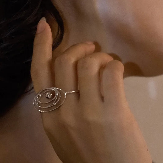 Silver Galaxy Flow Ring