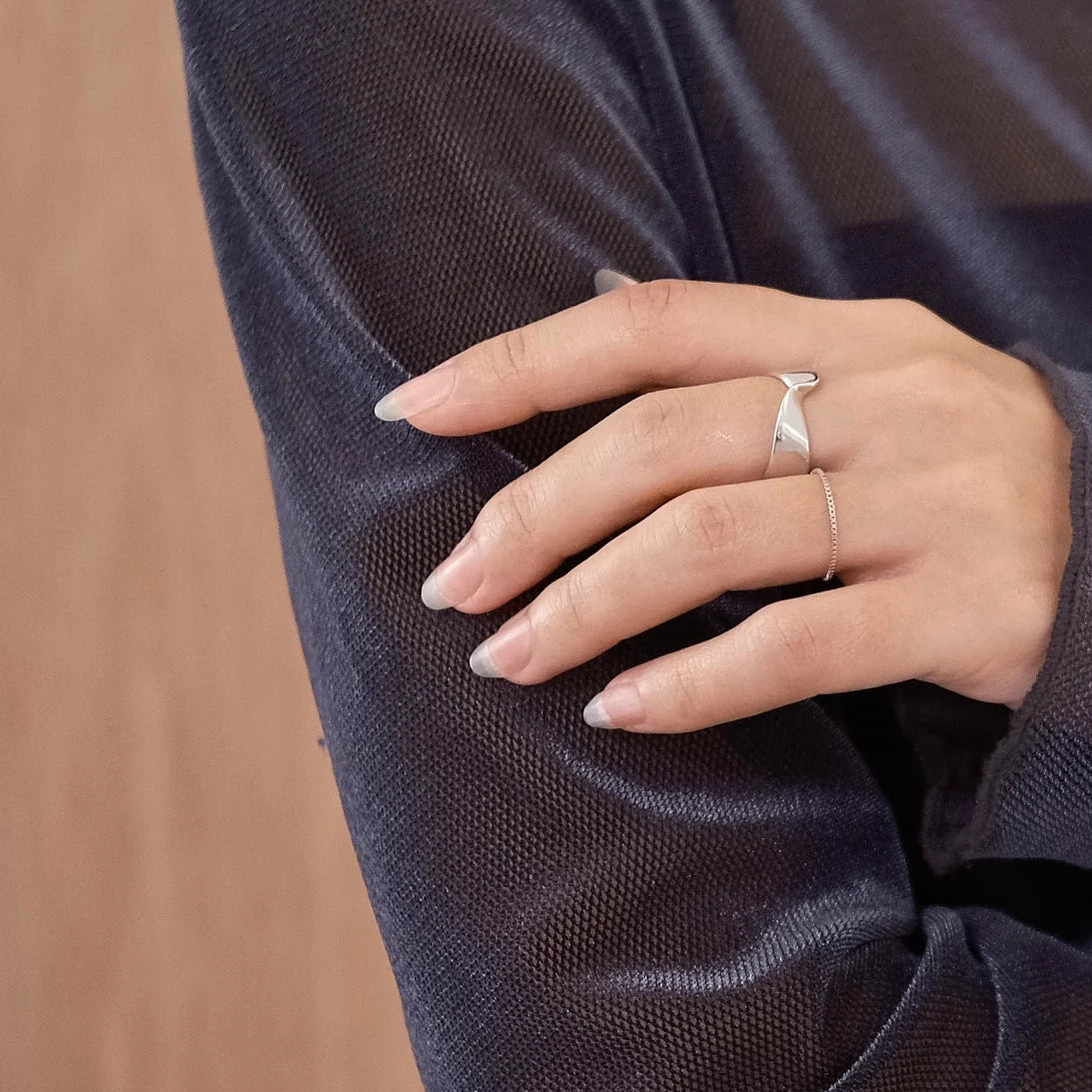Silver Galaxy Twist Chain Ring / Earcuff