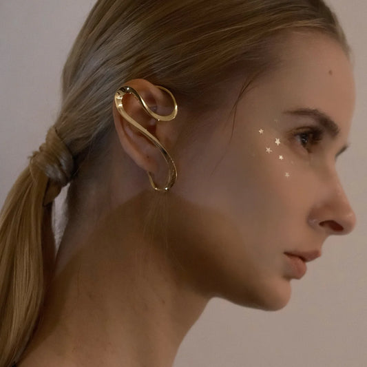 Golden Stellar Drift Ear Cuff