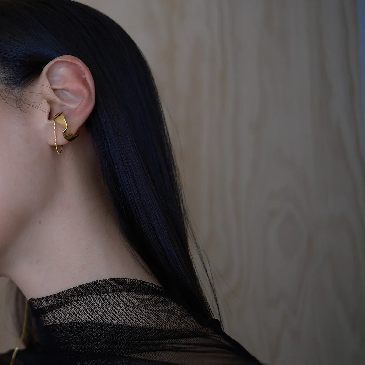 Golden Galaxy Twist Chain Ring / Earcuff