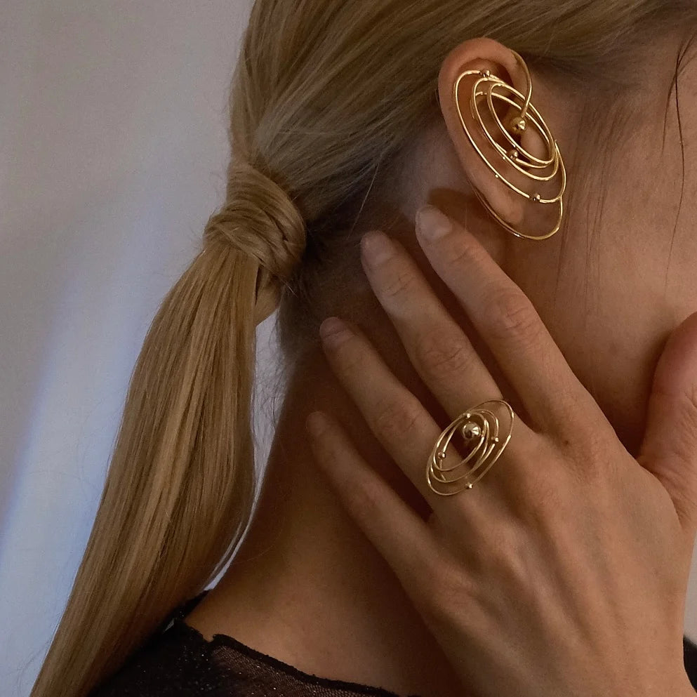 Golden Galaxy Flow Ring