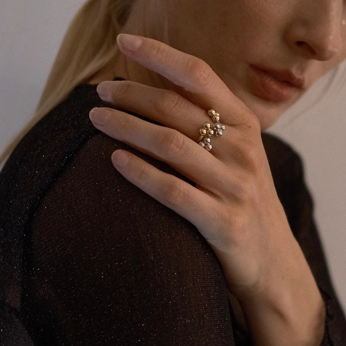 Golden Sparkle Dot Ring
