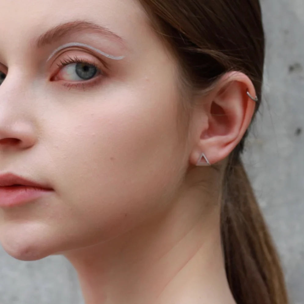 Silver Urban Pyramid Ear Studs
