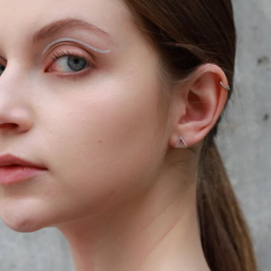 Silver Urban Pyramid Ear Studs