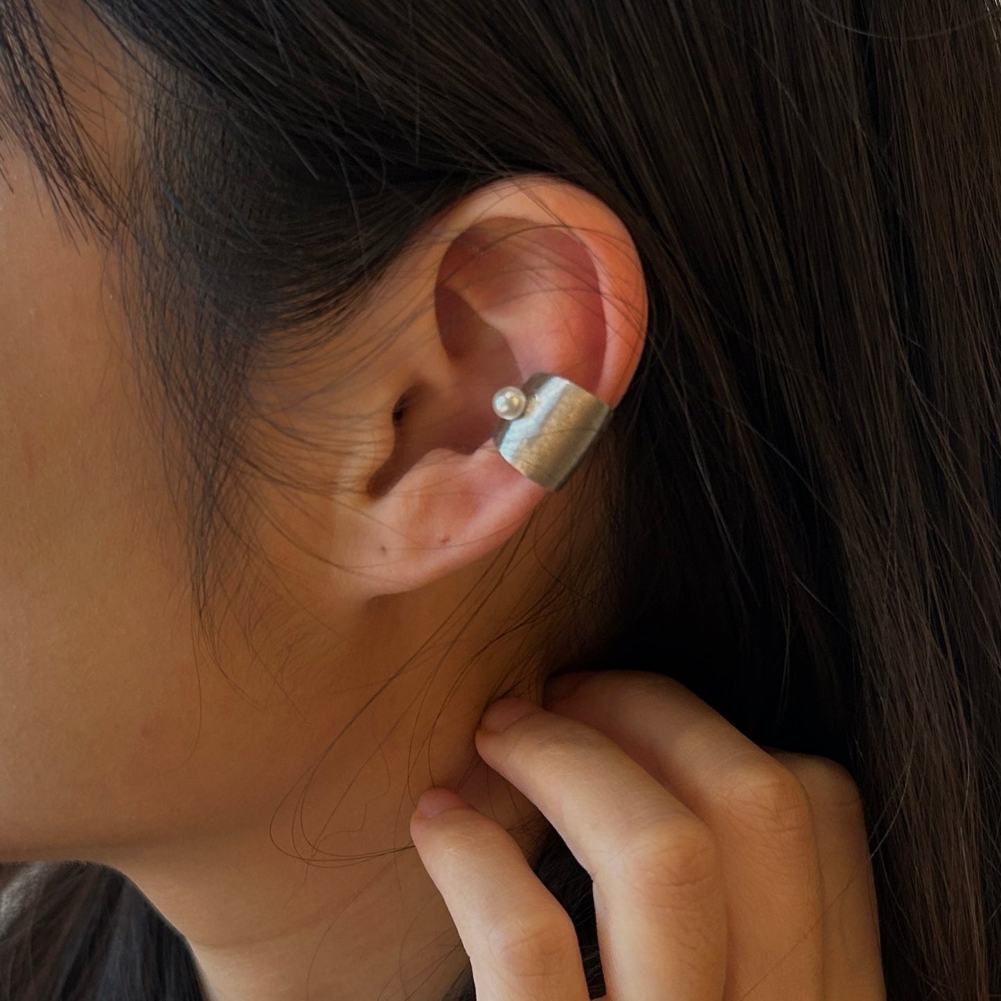 Silver Hazy Forest Earcuff