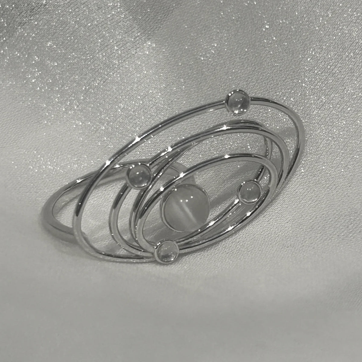 Silver Galaxy Flow Ring - Moon stone