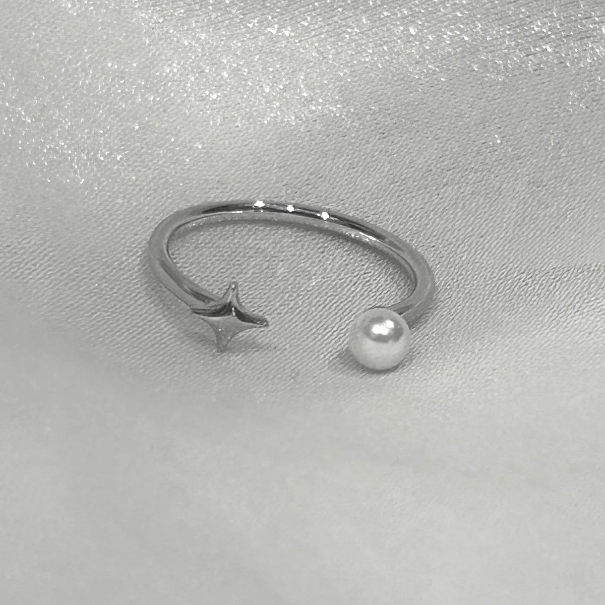 Silver Stellar Sparkle Ring-Cross Star