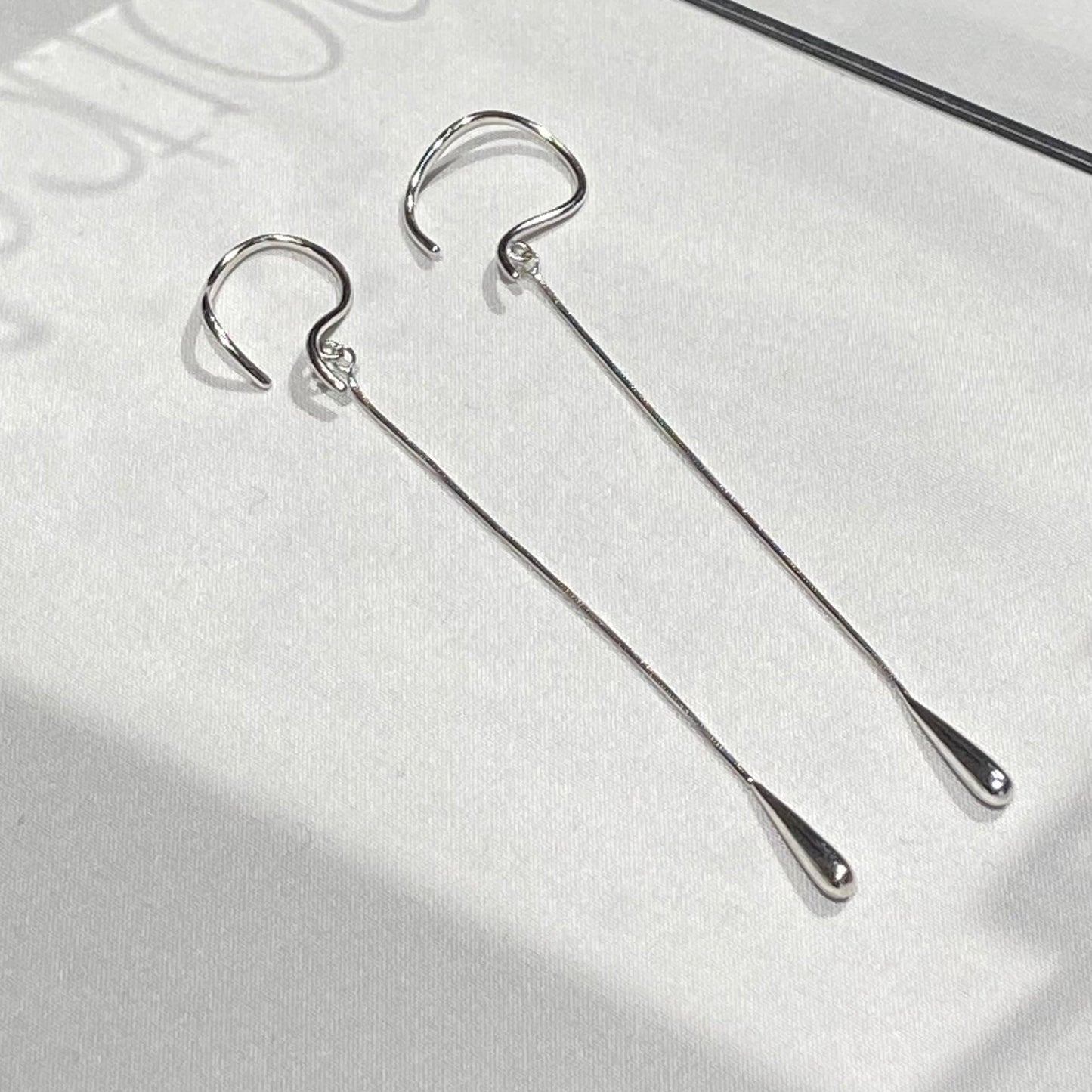 Silver Rain Dew Ear Cuff Chain ( pair ) Earcuff