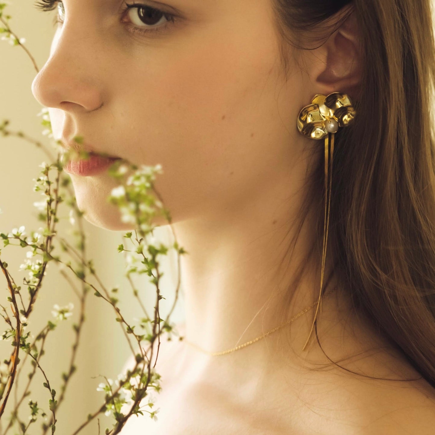 Golden Dancing Orchid Earring (with detachable tassels) Single Earring