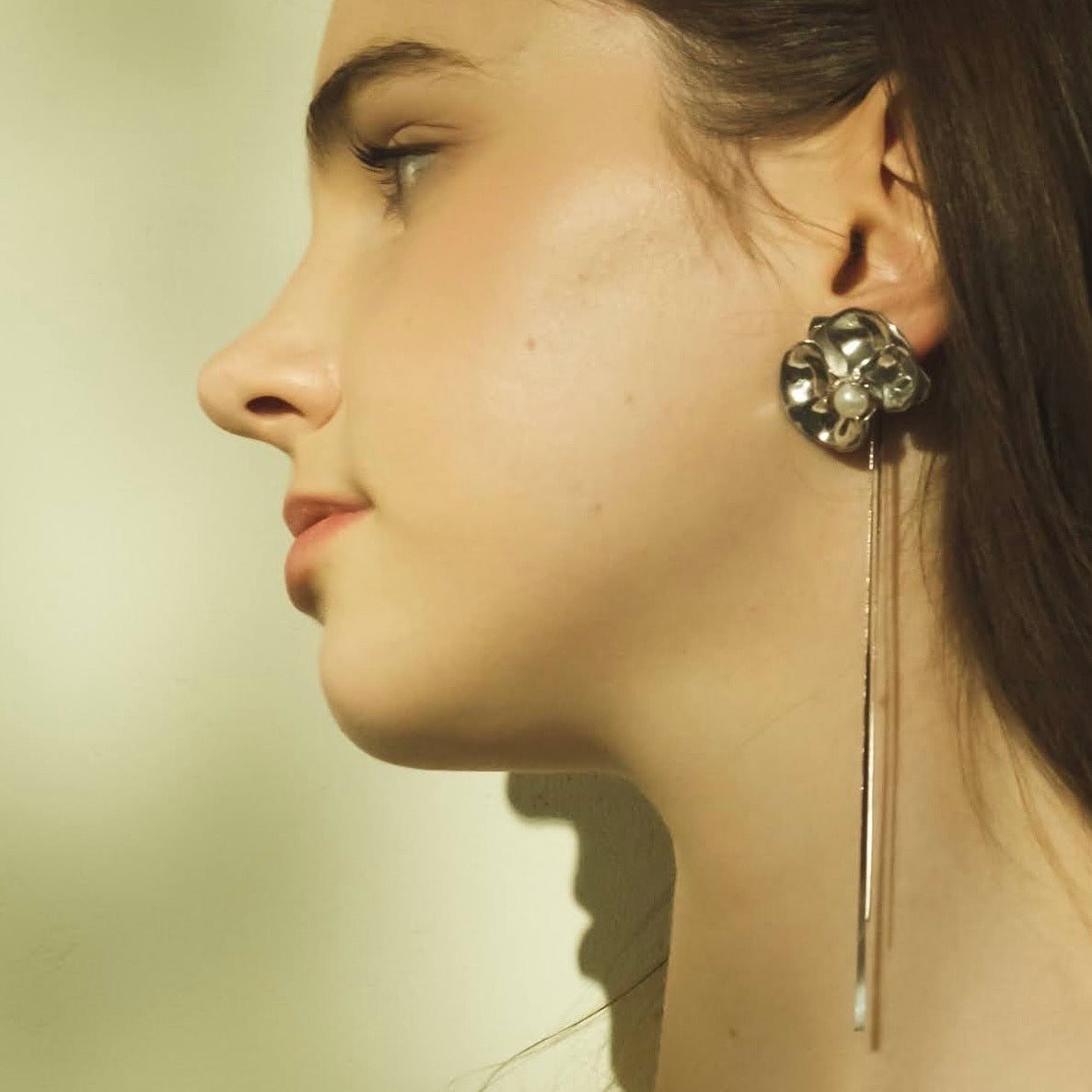 Silver Dancing Orchid Earing ( with detachable tassels) Single Earring
