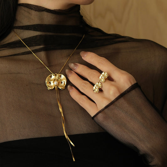 Golden Blossom orchid Ring