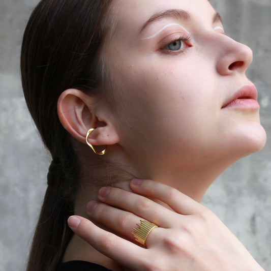 Golden Urban Skyline Ring / Earcuff