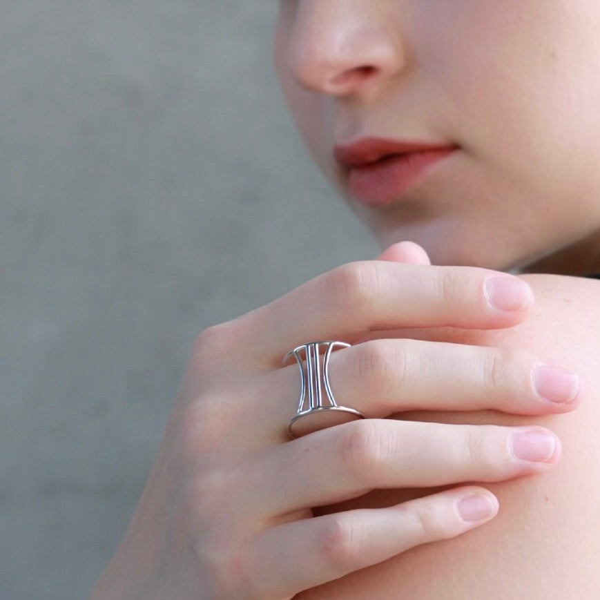 Silver Column Ring