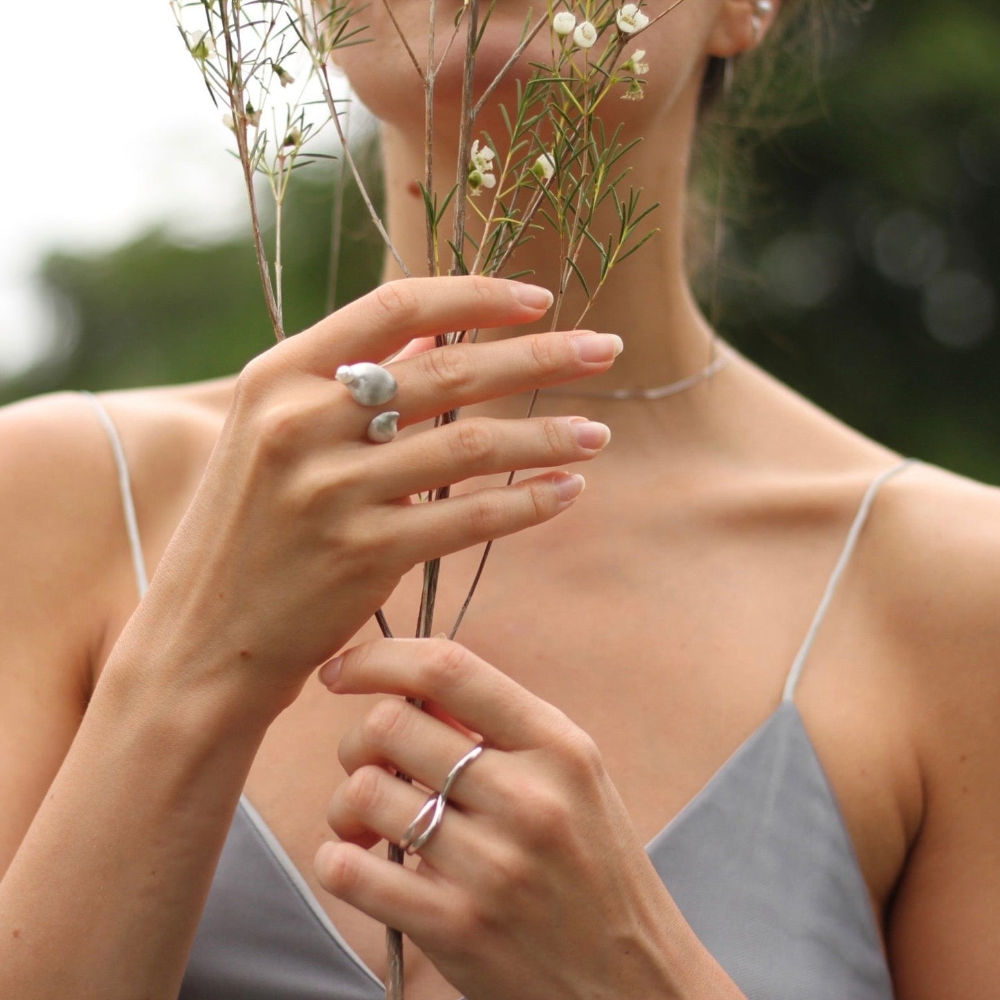 Silver The Hazy Forest Ring