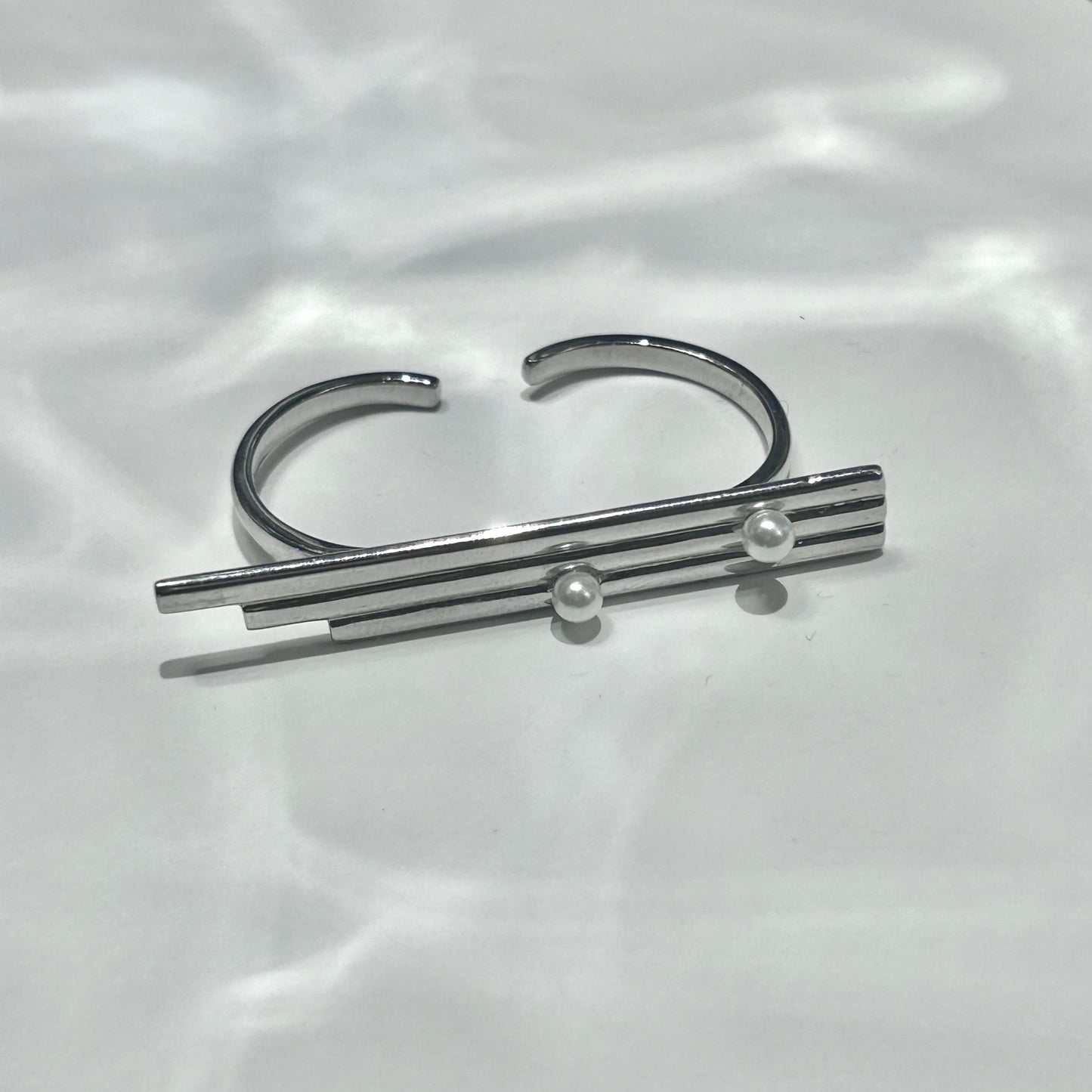 Silver The urban waterfall Ring / Earcuff