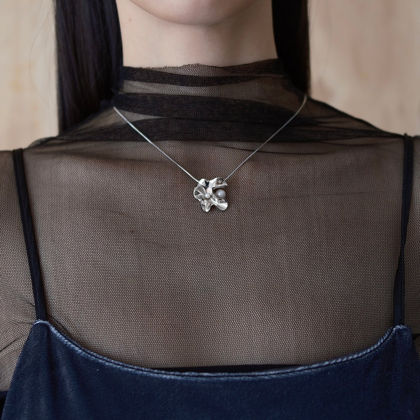 Silver Time ripple Necklace