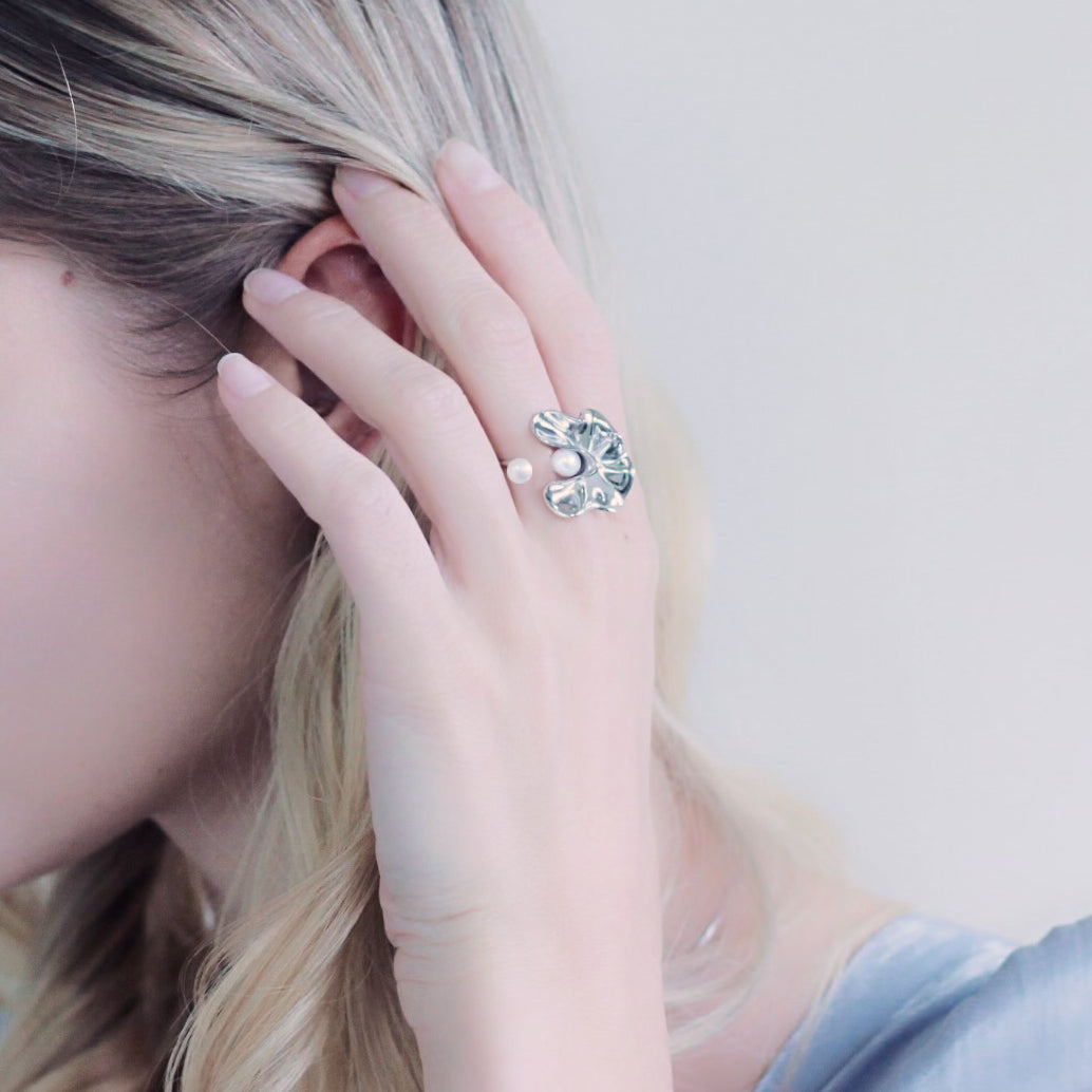 Silver Time Ripple Ring