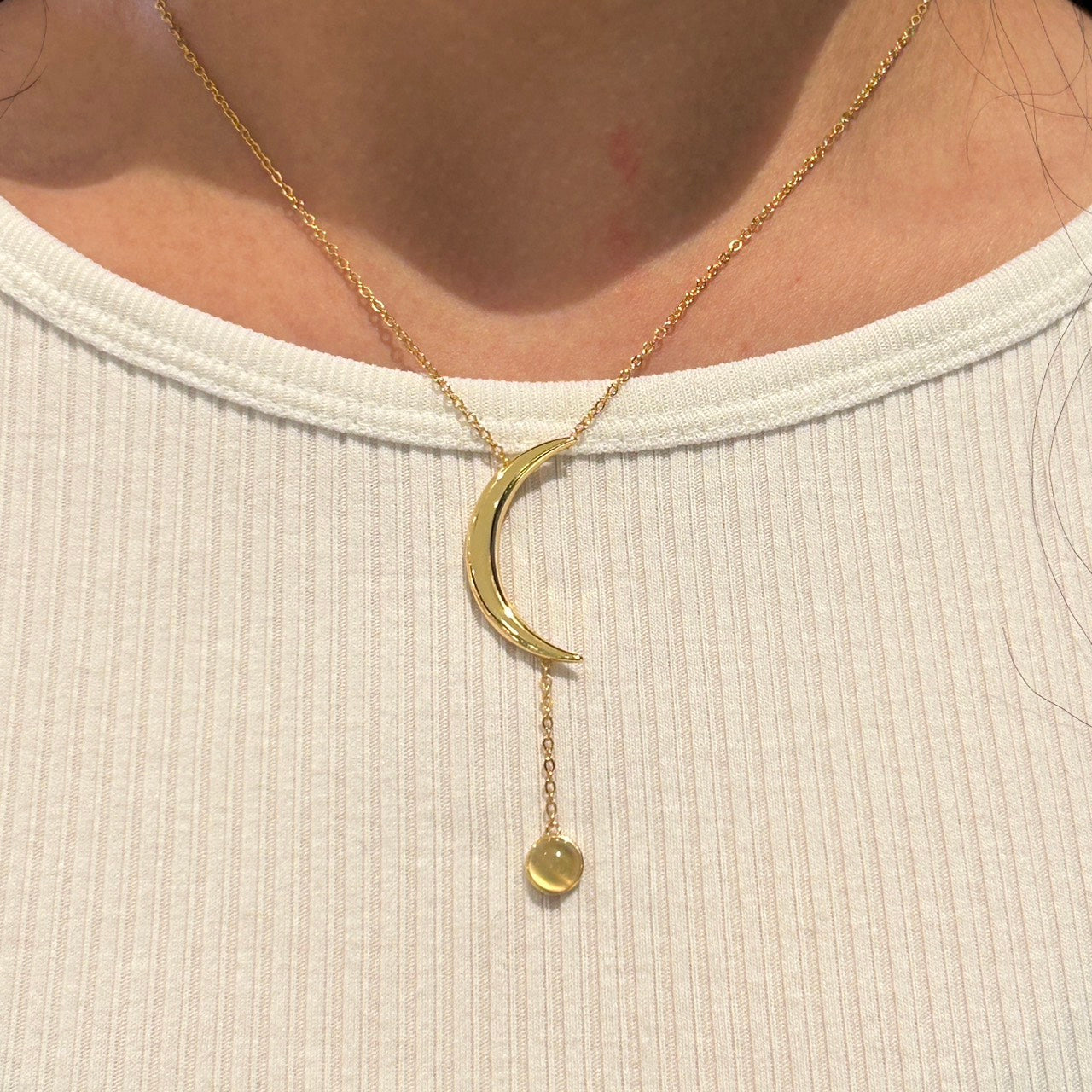 Golden Moonlight Necklace - Moon Stone Edition
