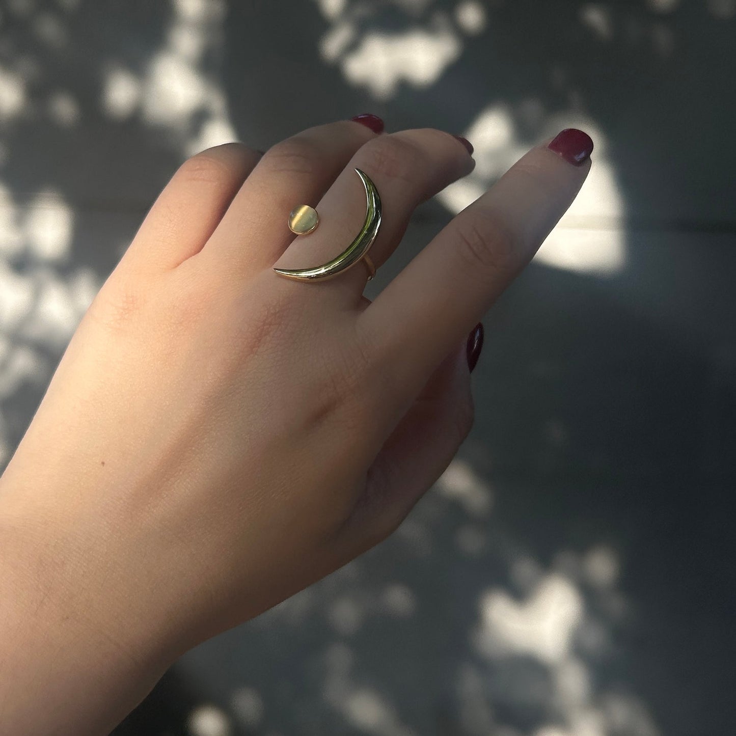 Golden Moon Sparkle Ring - Moon stone edition