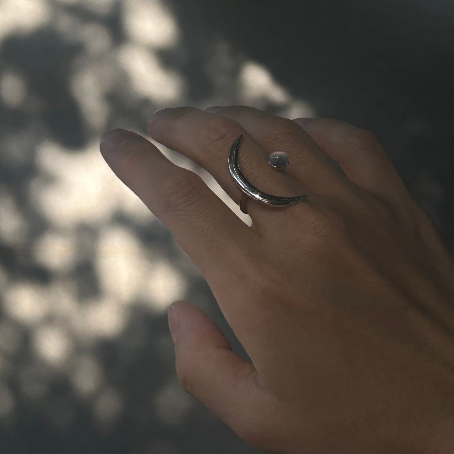 Silver Moon Sparkle Ring - Moon stone edition
