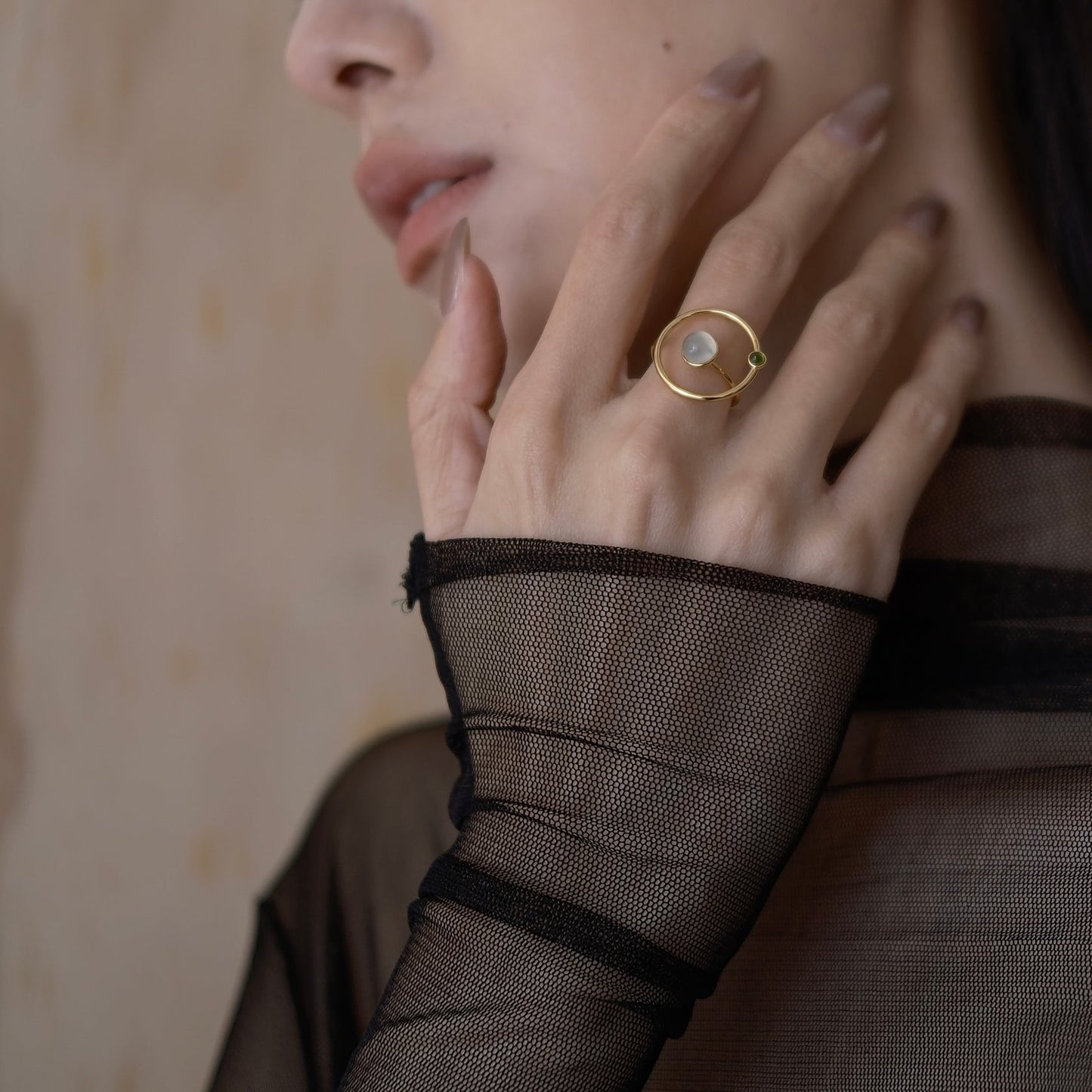 Golden Guardian Star Ring - Moon stone edition