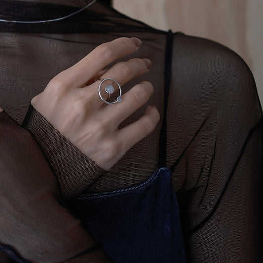 Silver Guardian Star Ring - Moon stone edition