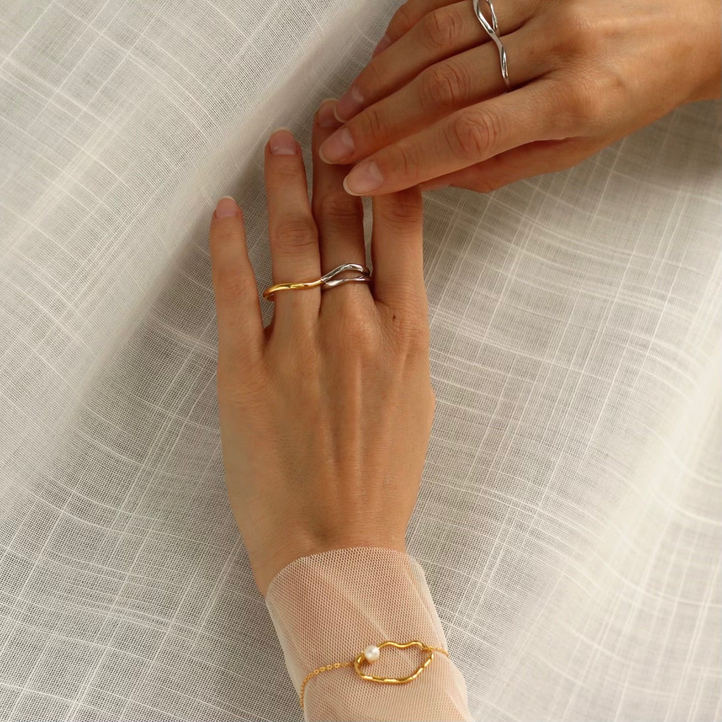 Silver The Waterfall Ring / Earcuff