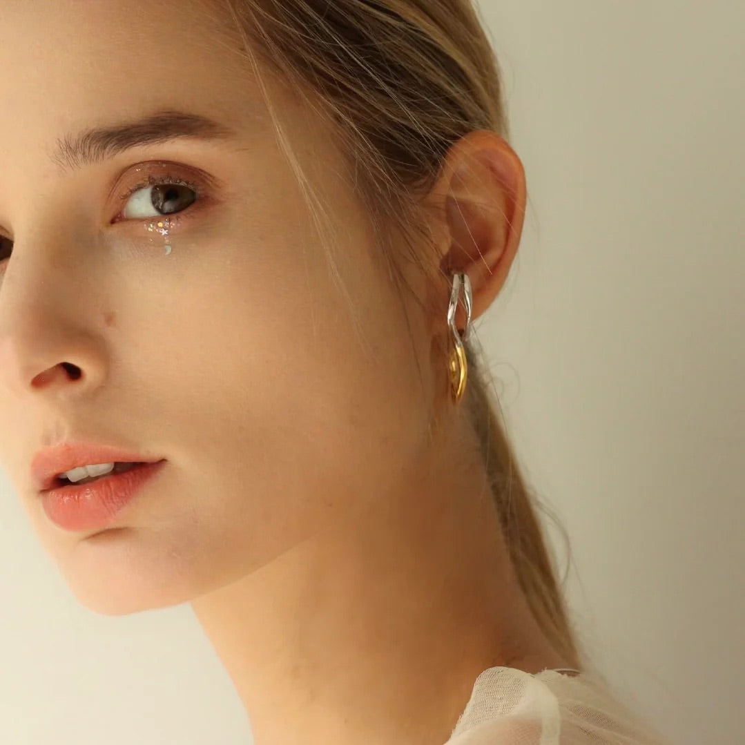 Silver&Gold Mix The Waterfall Ring / Earcuff