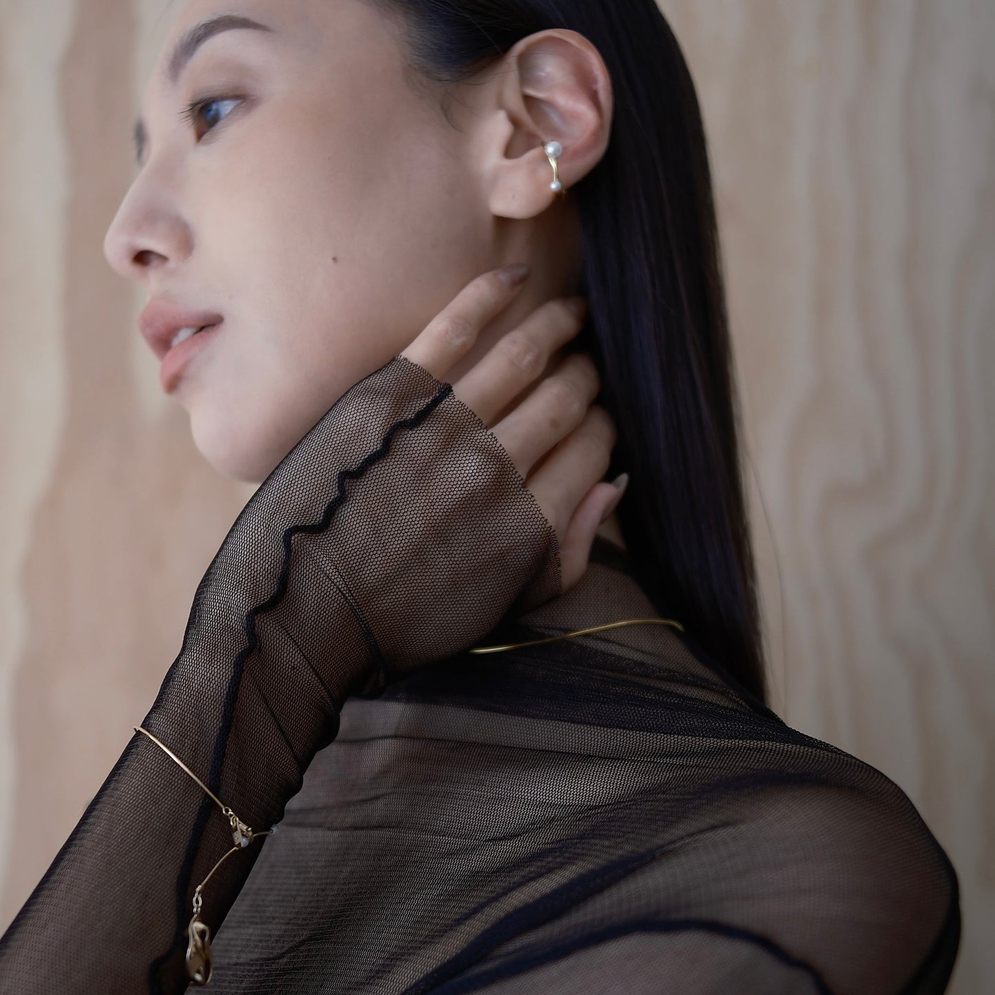Golden The drop of the timeripple earchain (single) Earcuff / Bracelet