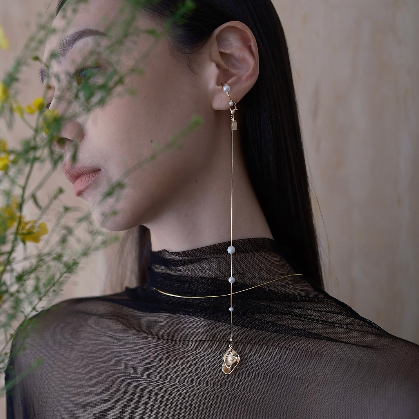 Golden The drop of the timeripple earchain (single) Earcuff / Bracelet