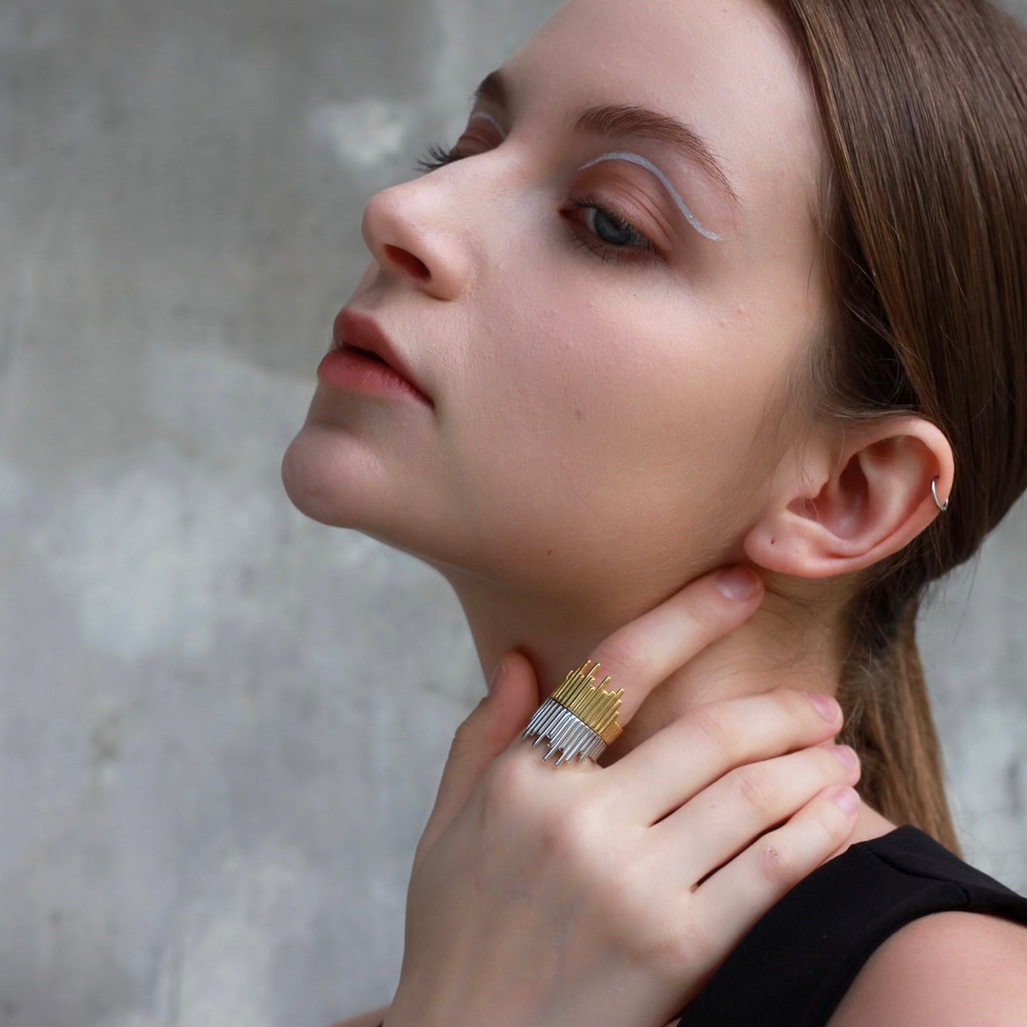 Golden Urban Skyline Ring / Earcuff